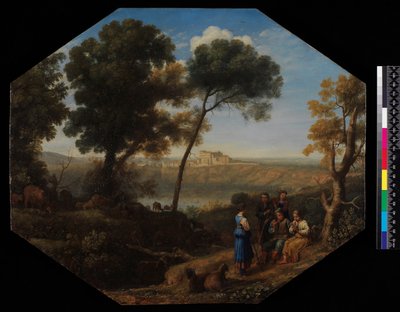 Pastoraal landschap met uitzicht op het Meer van Albano en Castel Gandolfo, 1639 door Claude Lorrain